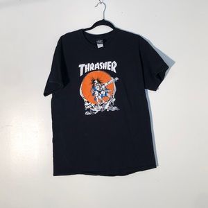 Thrasher Black and Orange Graphic Tee